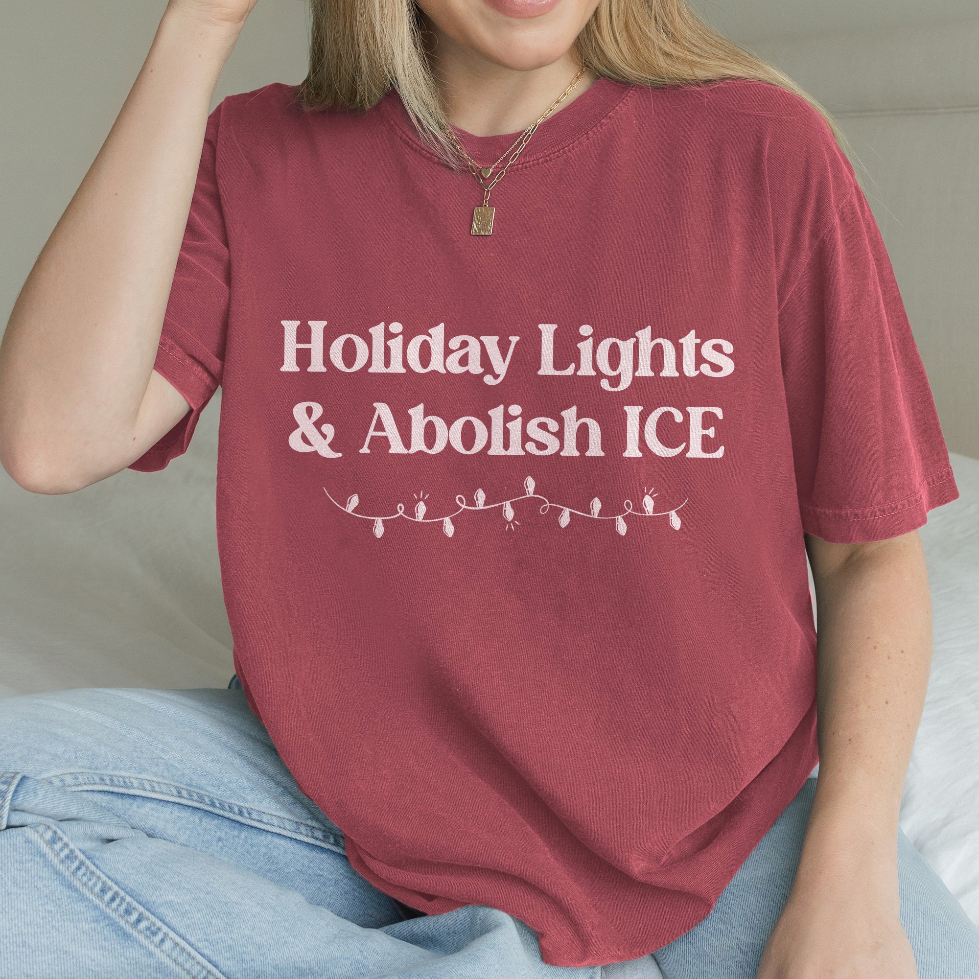 Holiday Lights and Abolish ICE T-Shirt