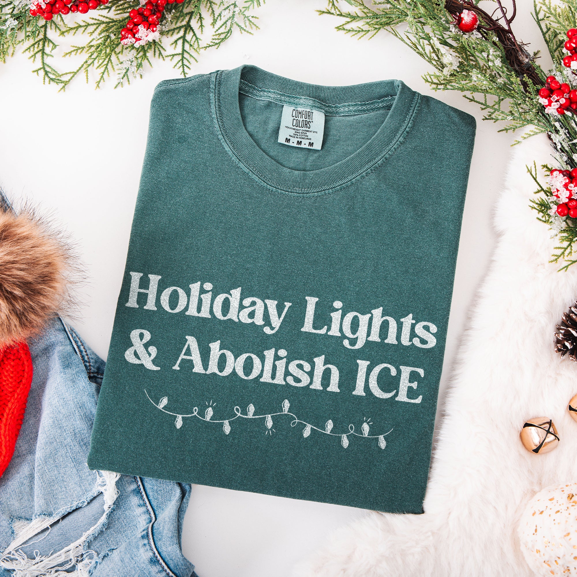 Holiday Lights and Abolish ICE T-Shirt